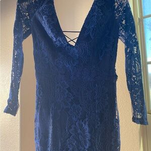 Elegant Blue Lace Dress